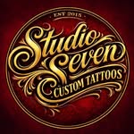 Studio Seven Custom Tattoos official gold and red logo